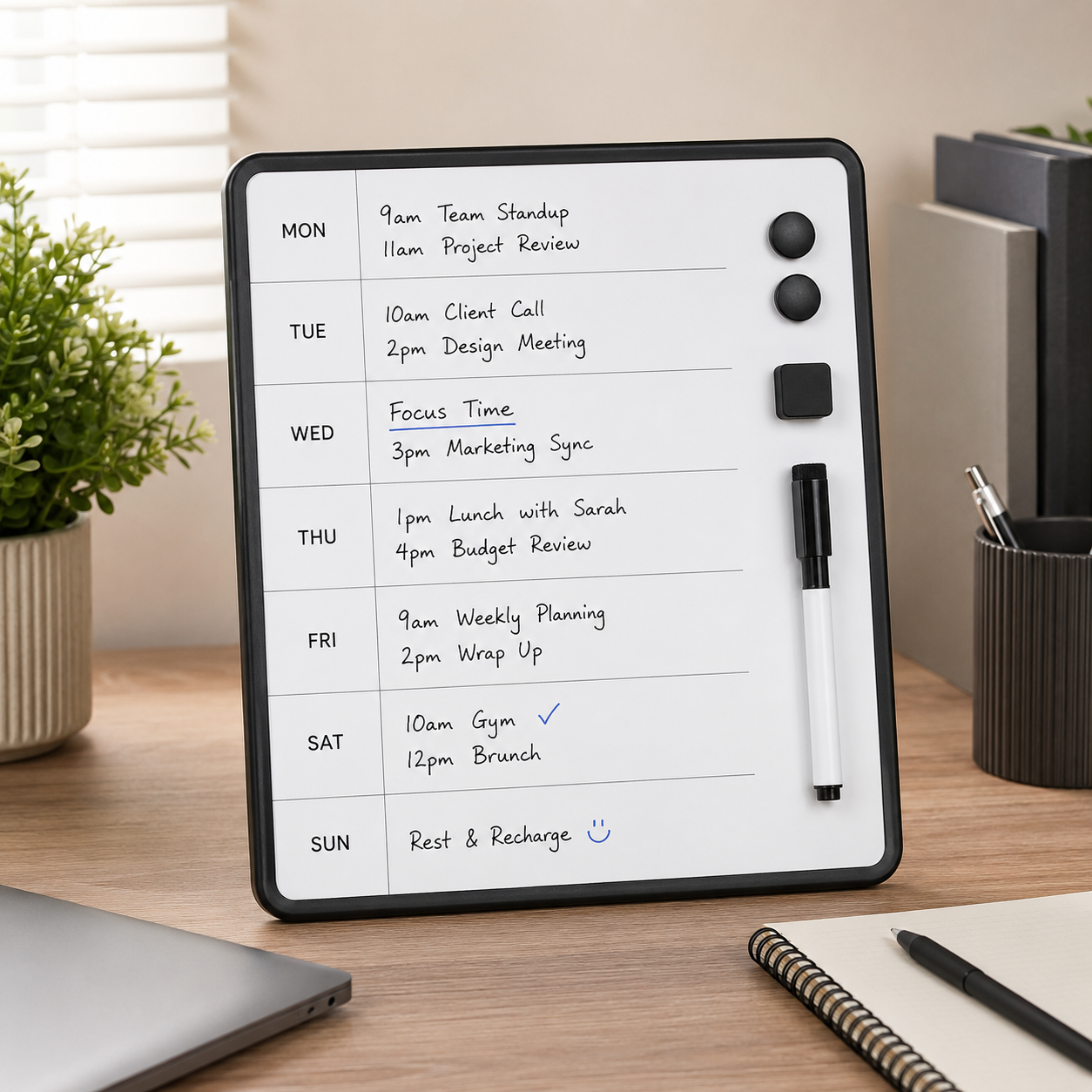 Pureauraderm® Magnetic Weekly Desk Planner Board